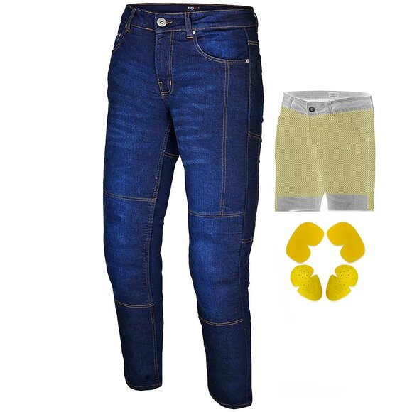 RIDERACT® Men Dark Blue Pant With CE Armors Casual Biker Denim Jeans NEW - Picture 2 of 8